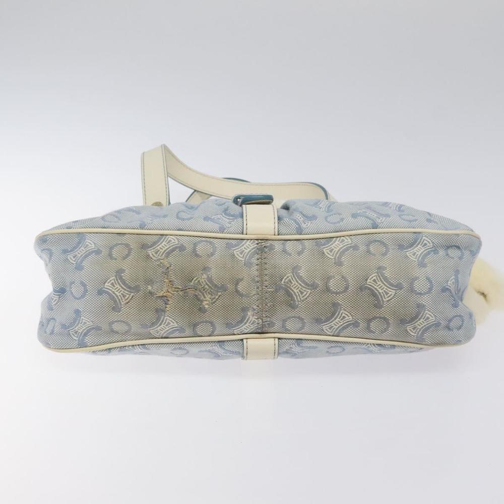 CELINE C Macadam Canvas Hand Bag Light Blue Gold Auth 121231 - Picture 5 of 16